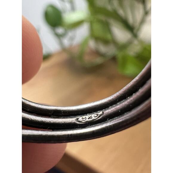 Size 7 Artisan Vintage Garnets Cluster Bendy Ring Stamped 925 Sterling Silver - Picture 8 of 9